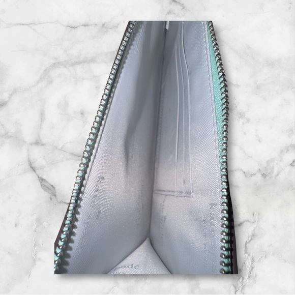 Kate Spade Medium Lzip Metallic Seawater Leather Wristlet NWT - Picture 3 of 4